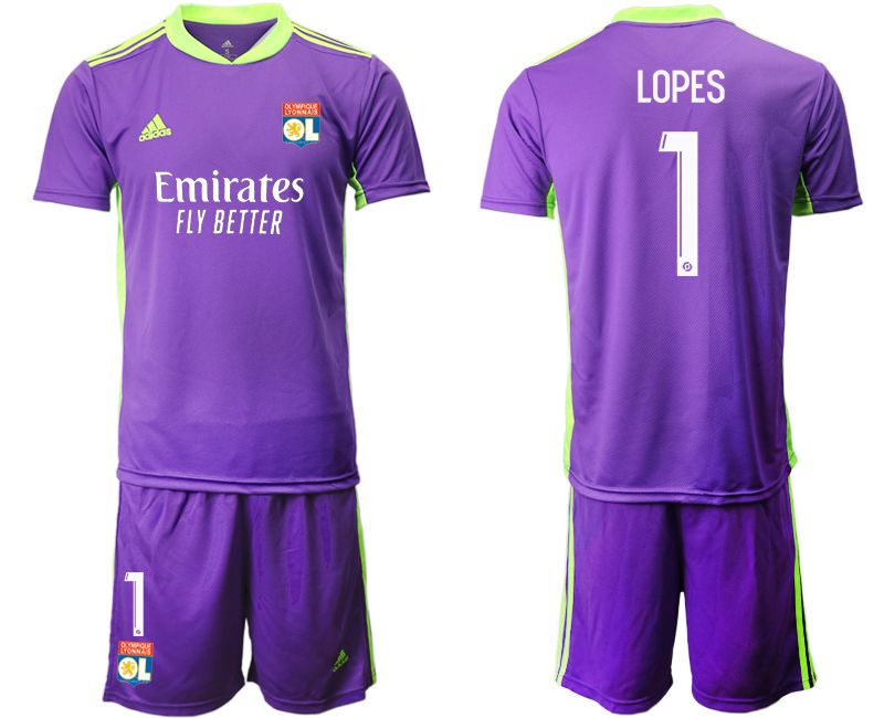 Men 2020-2021 club Olympique Lyonnais purple goalkeeper #1 Soccer Jerseys